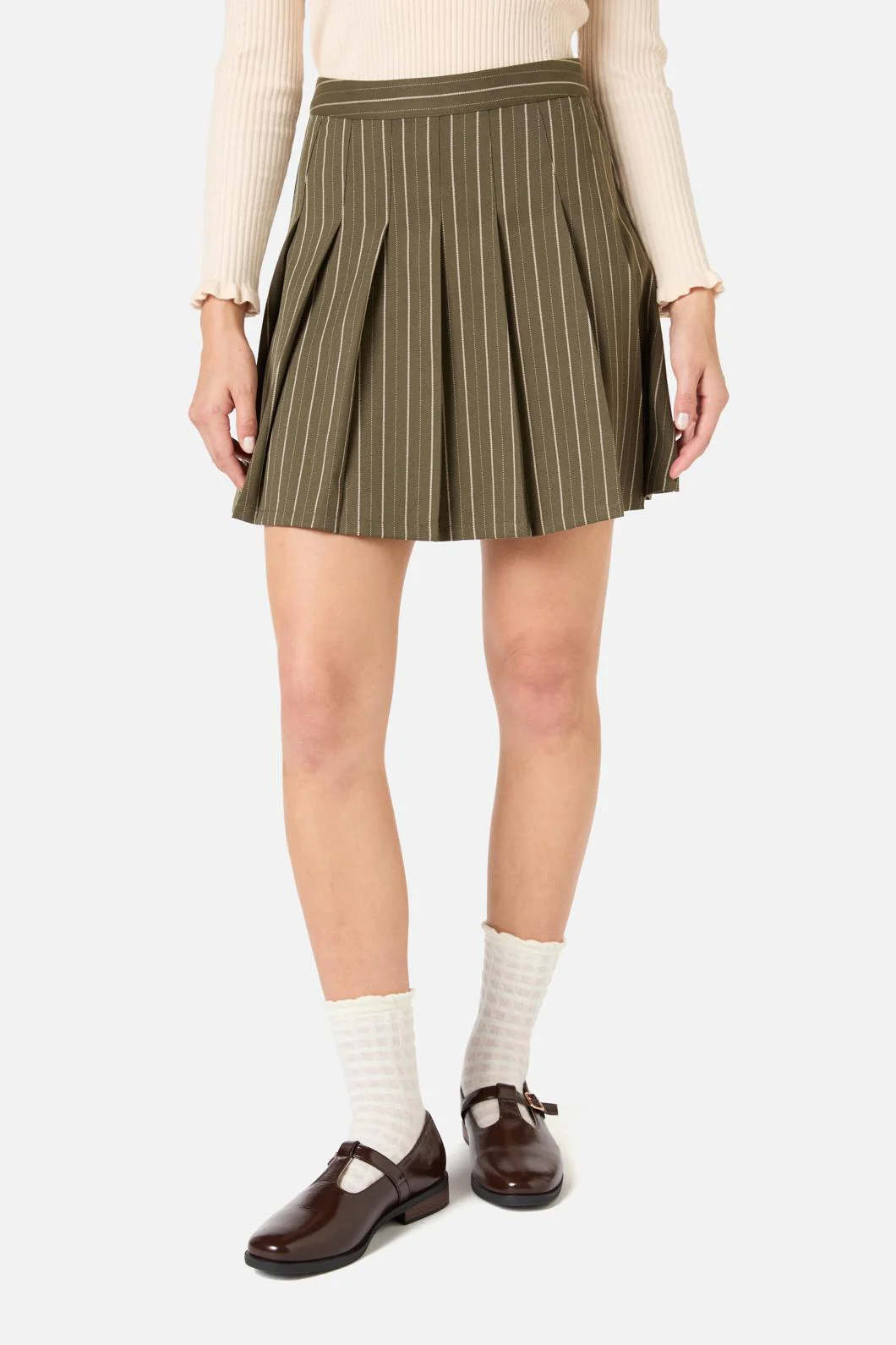 Abby Pinstripe Pleat Skirt - Image 2