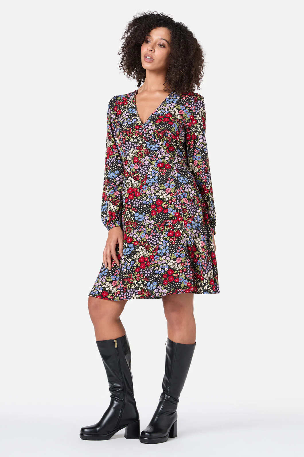 Ada 90's Floral Mini Wrap Dress - Image 3