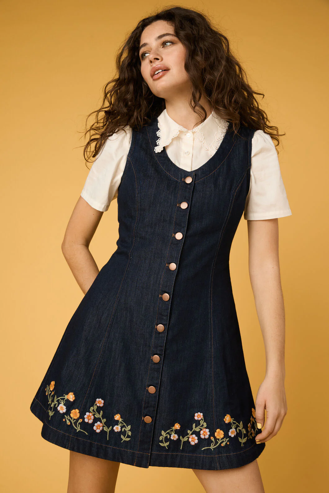 Alyssa Embroidered Denim Dress - Image 2