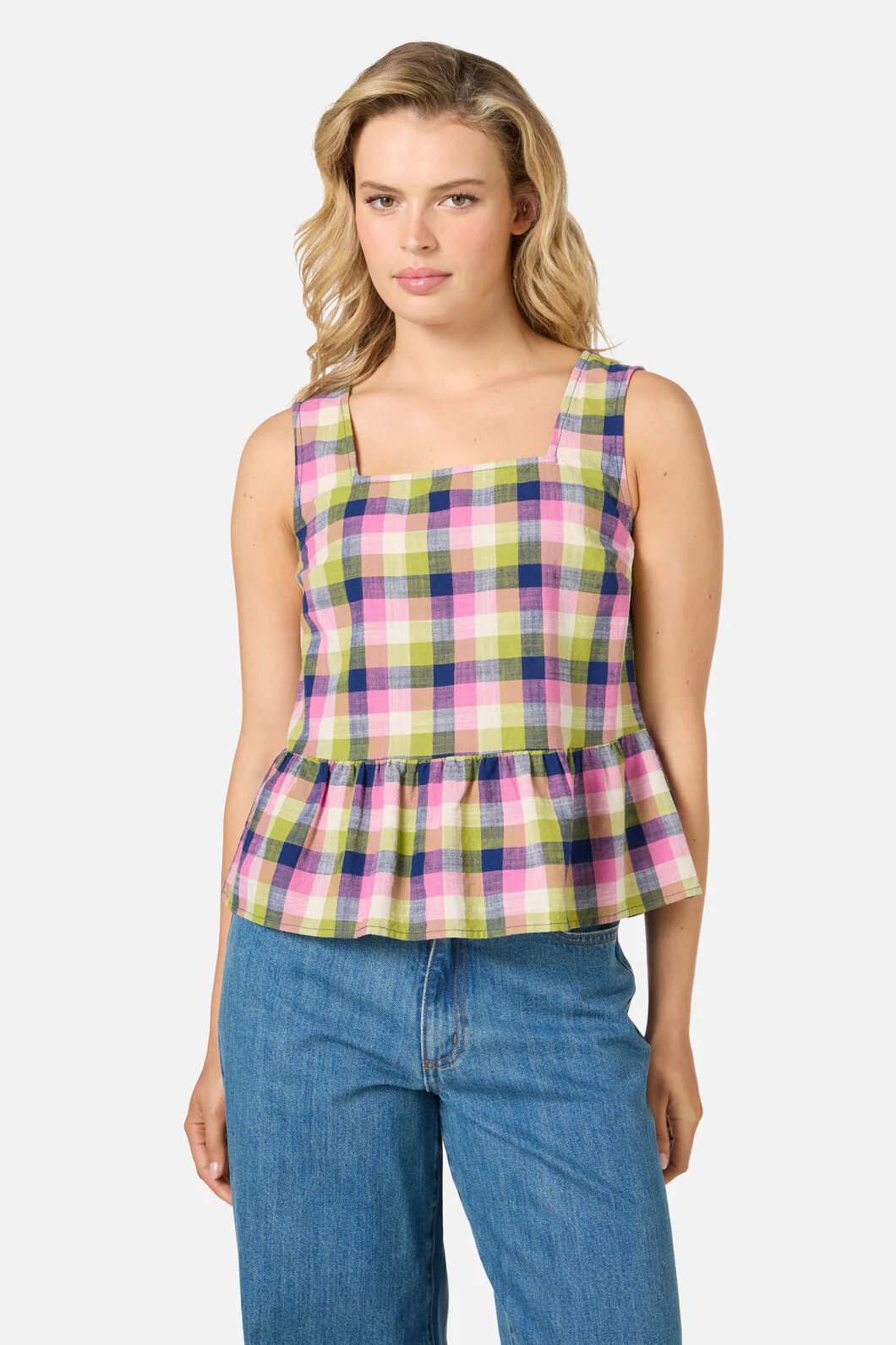 Cassie Check Peplum Top - Image 3