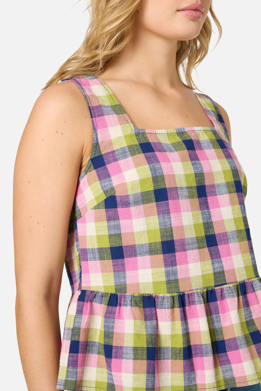 Cassie Check Peplum Top - Image 9