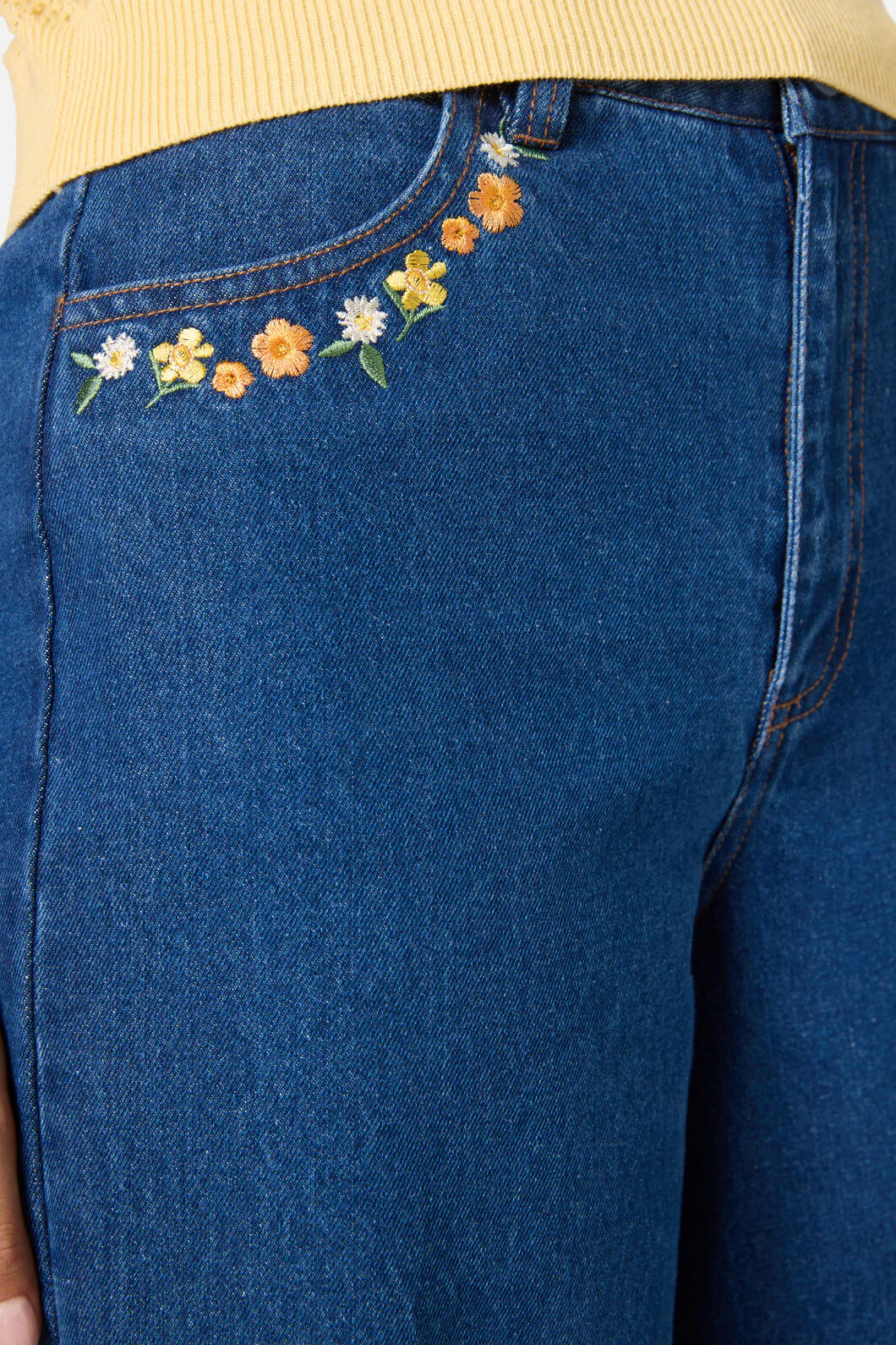 Cat Embroidered Denim Jean - Image 6