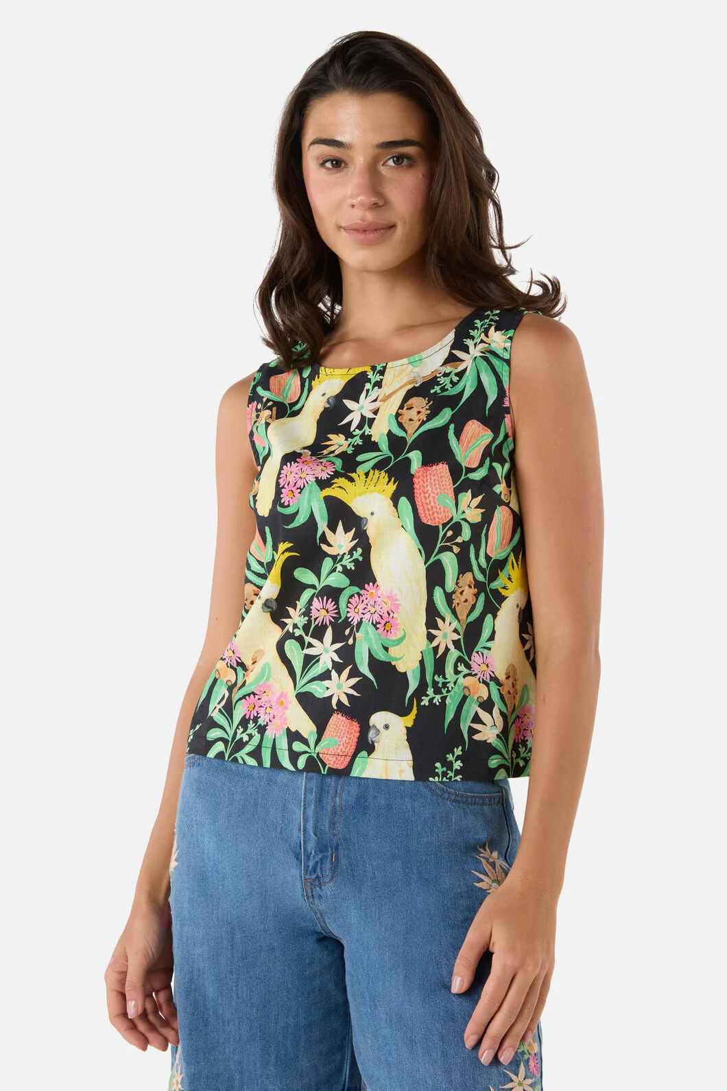 Cockatoo & Flora Shell Top