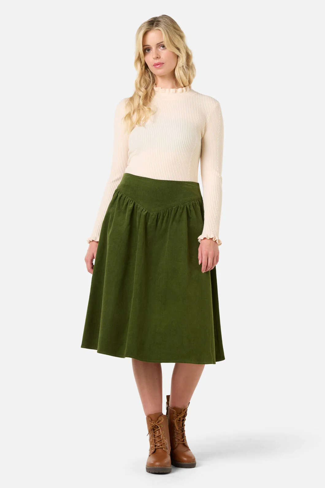 Demi Cord Yoke Skirt - Image 8
