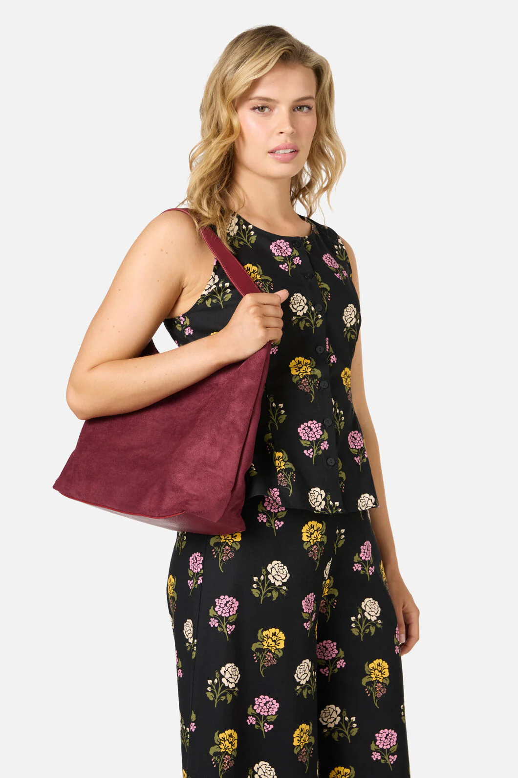 Faux Suede Slouch Bag