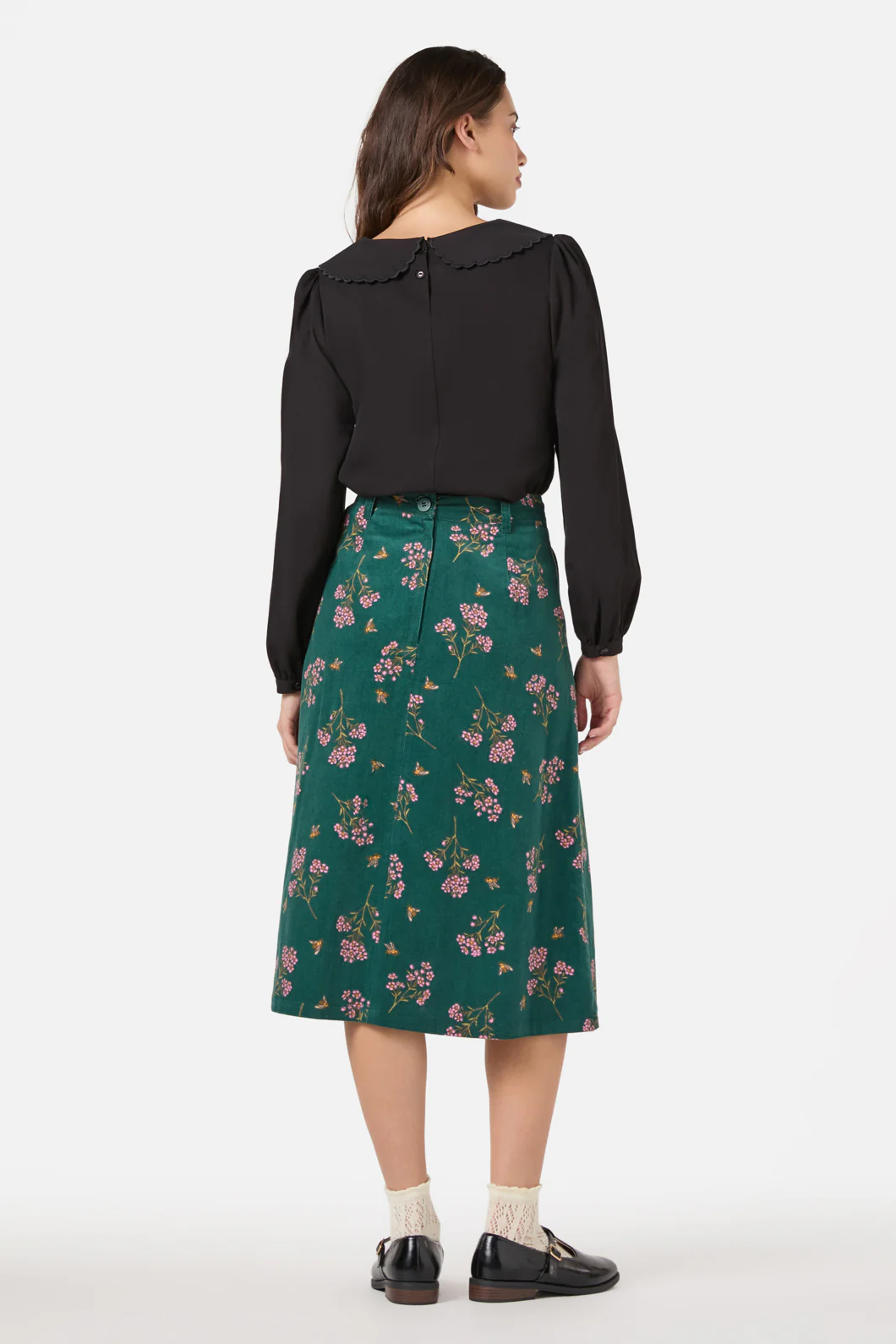 Flora Bee Cord Midi Skirt - Image 5