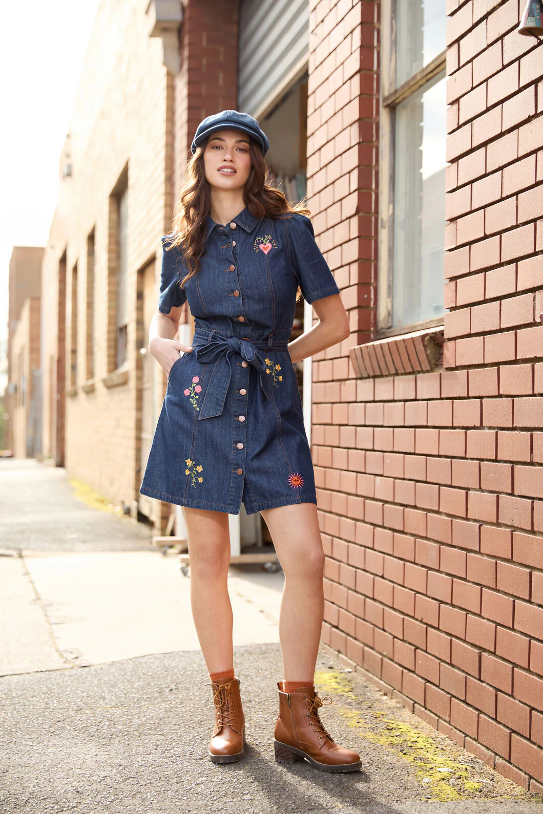 Folk Art Denim Dress - Image 2