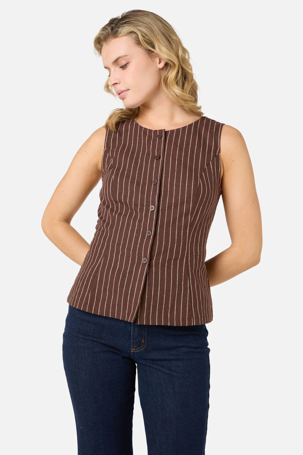 Frankie Pinstripe Vest Top - Image 10