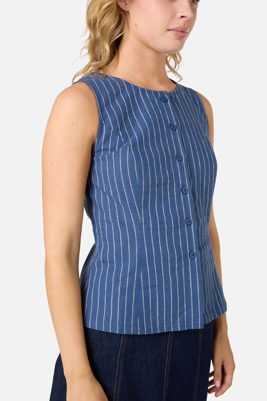 Frankie Pinstripe Vest Top - Image 9