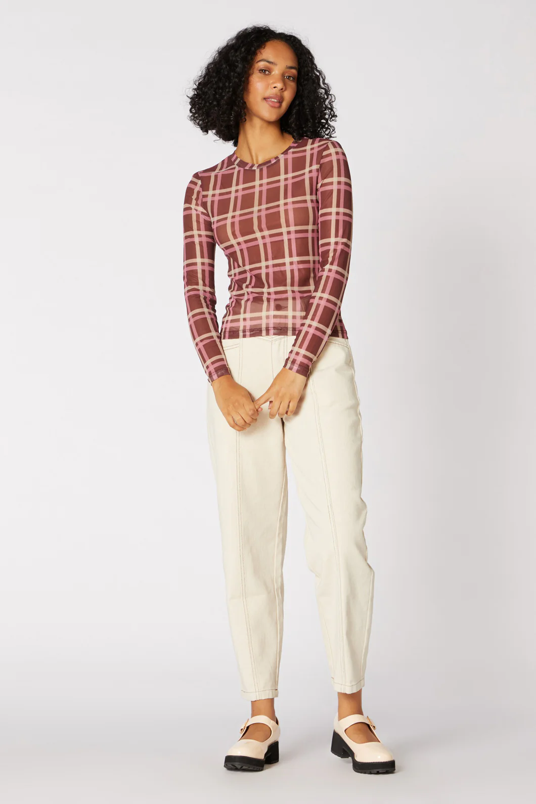 Gina Check Mesh Top - Image 2