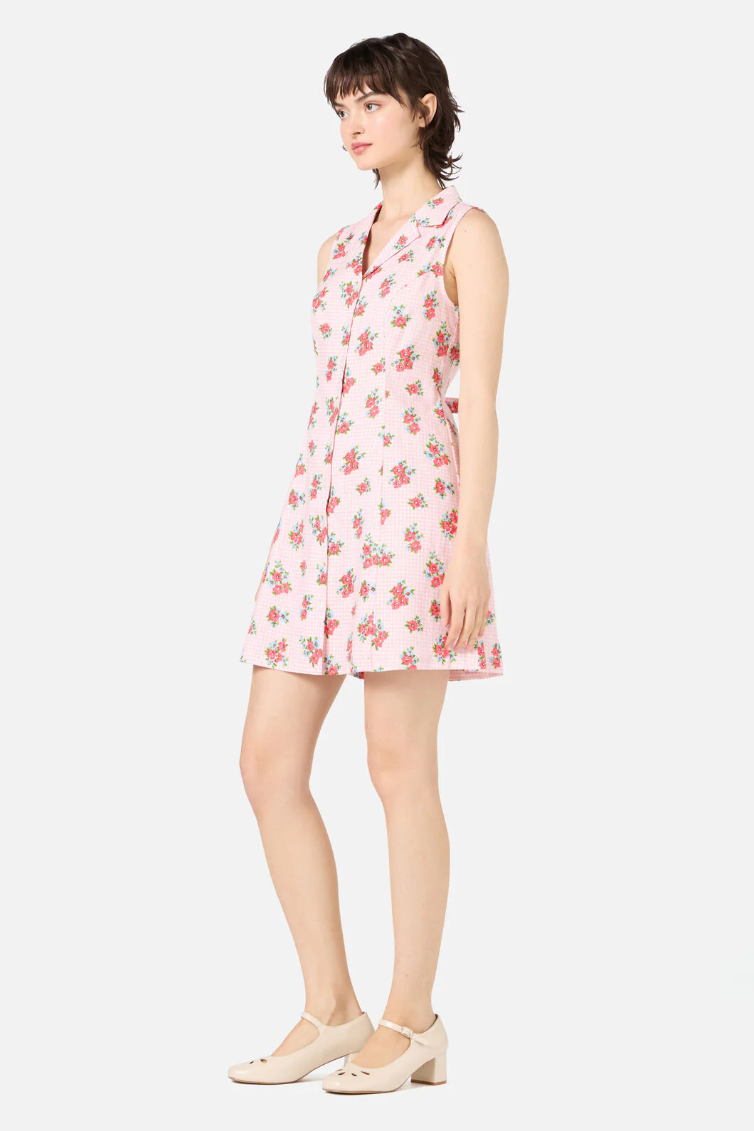 Gingham Floral Shirt Dress - Image 3