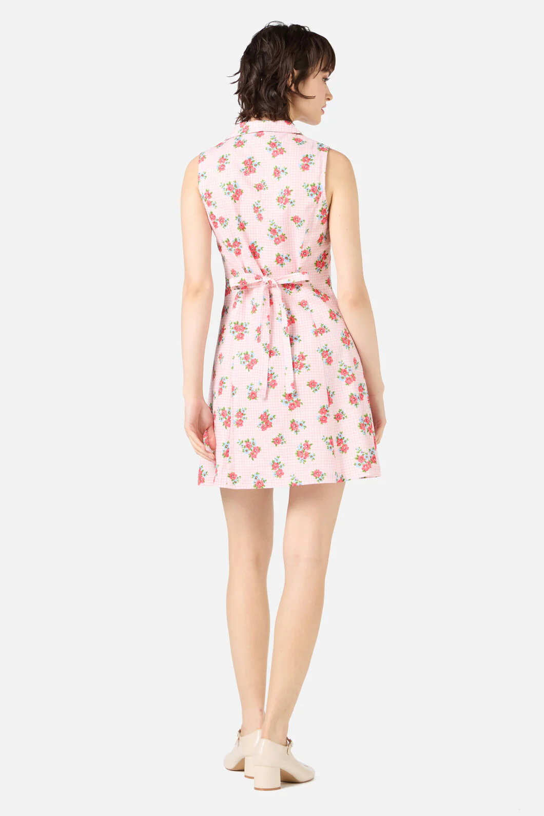 Gingham Floral Shirt Dress - Image 4