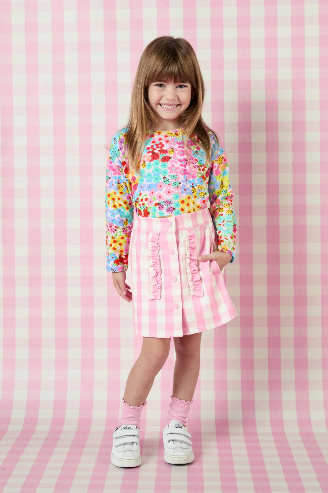 Gingham Kids Frill Skirt
