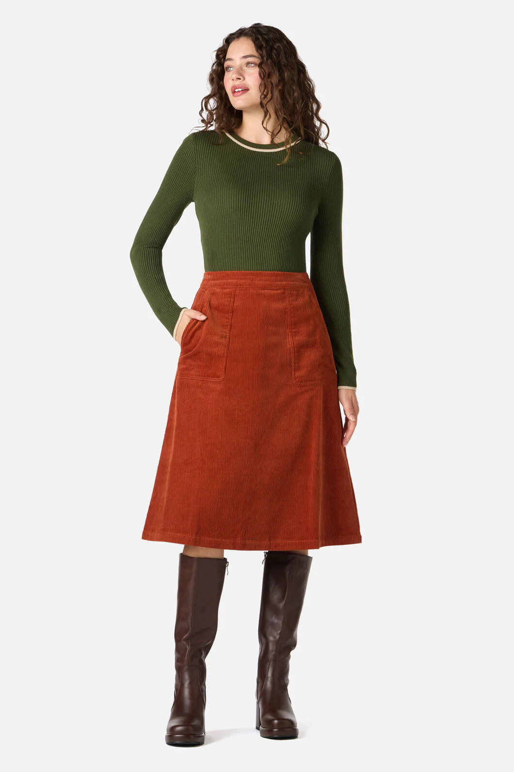 Jamie Cord Midi Skirt - Image 8