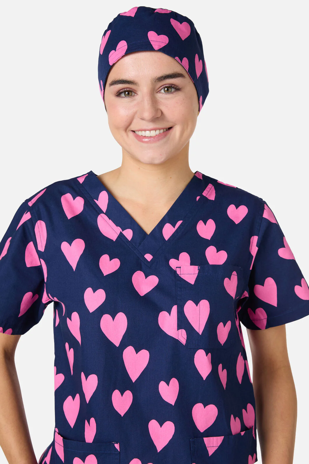Love Hearts Navy Scrub Hat