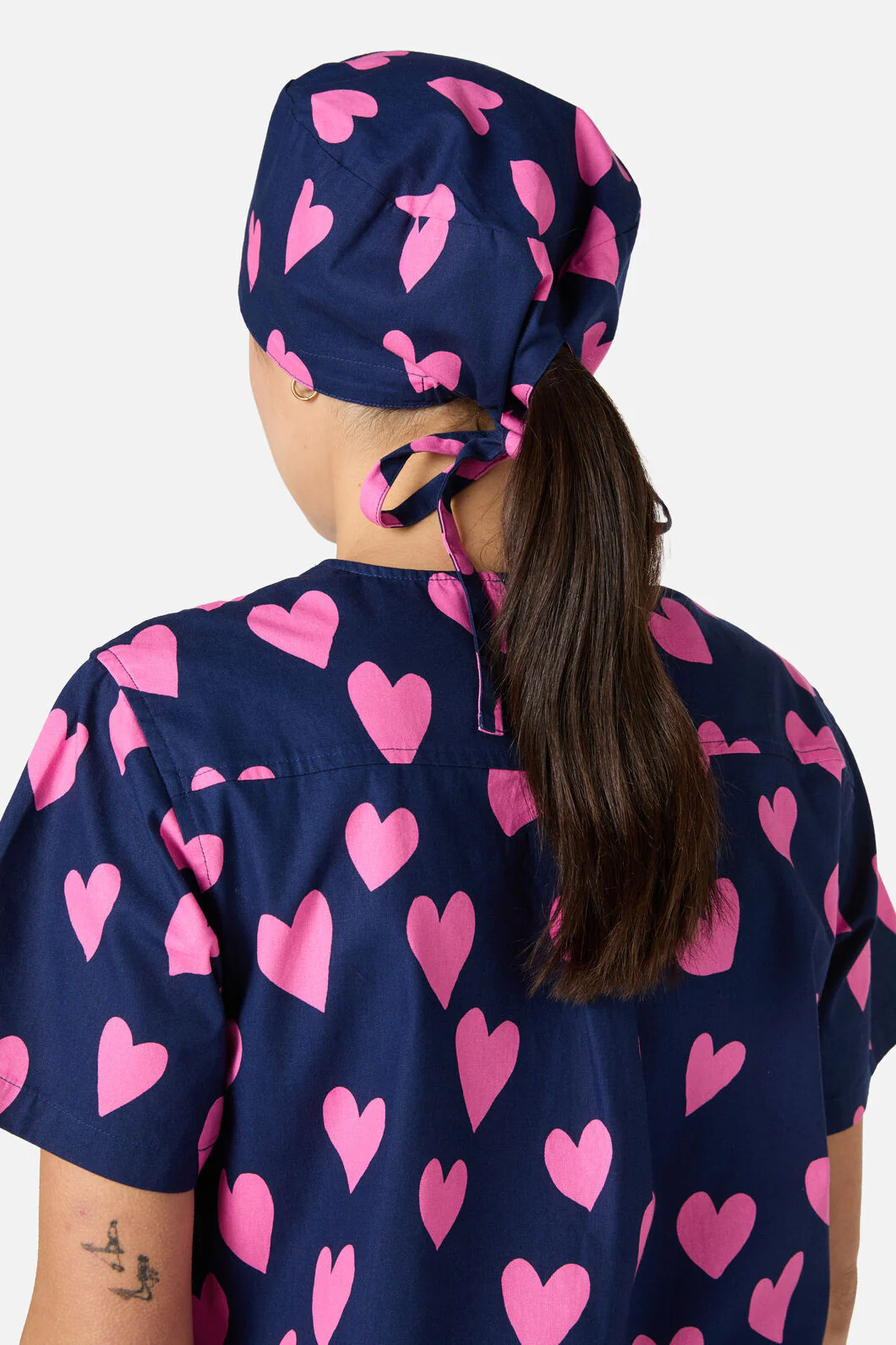 Love Hearts Navy Scrub Hat - Image 2