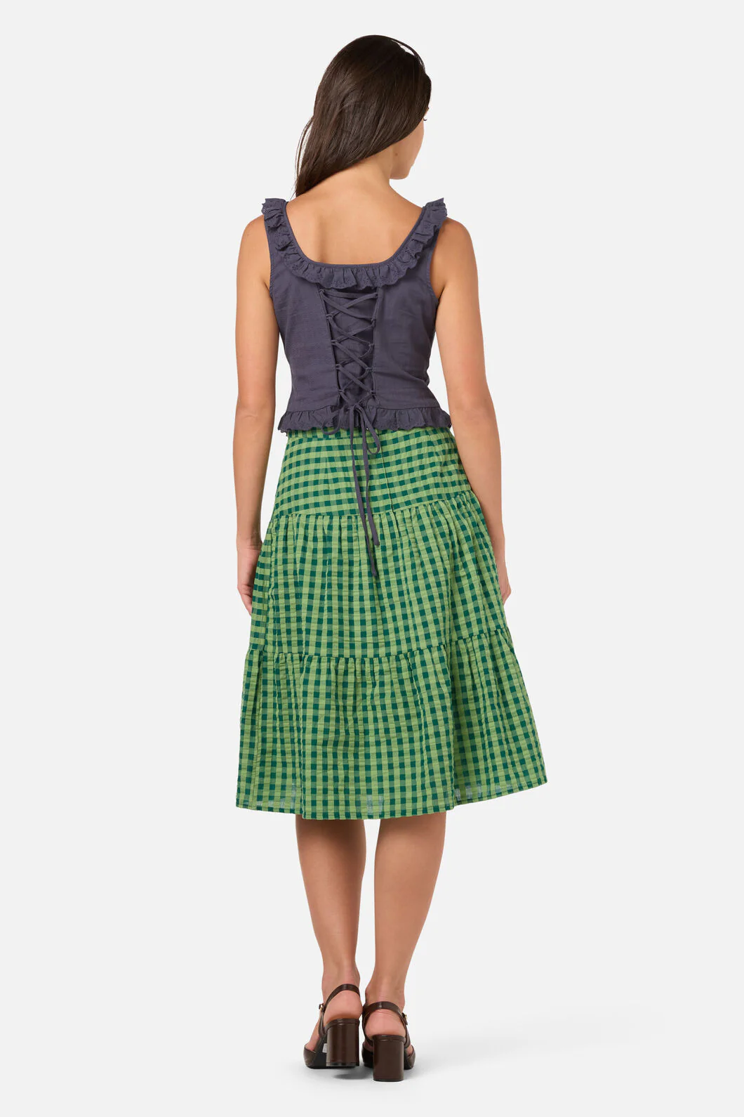 Margot Check Tiered Skirt - Image 4