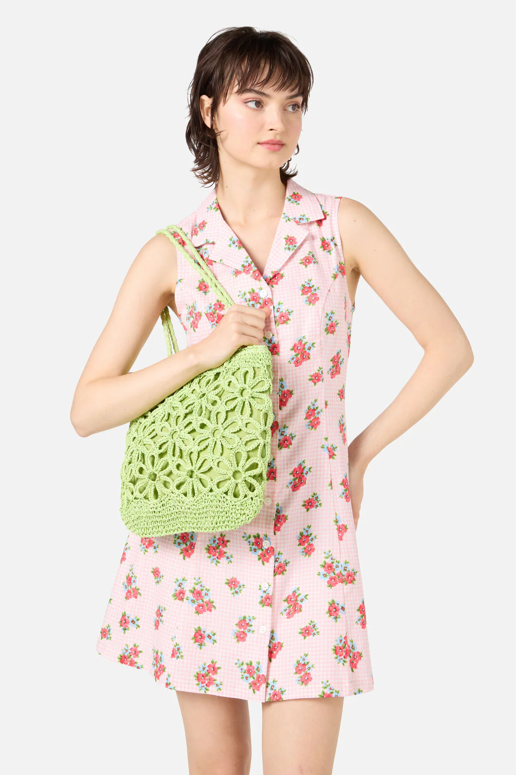 Mint Flower Straw Bag - Image 4