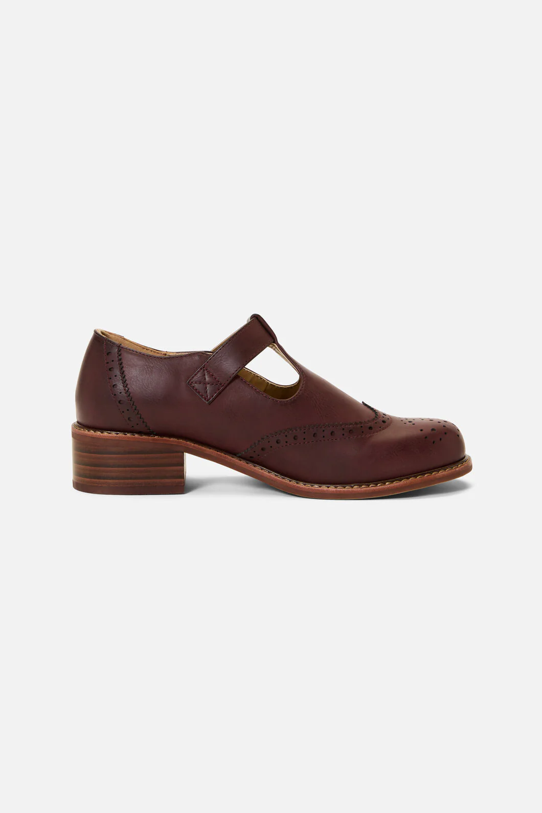 Plum T Bar Brogue Shoe - Image 4