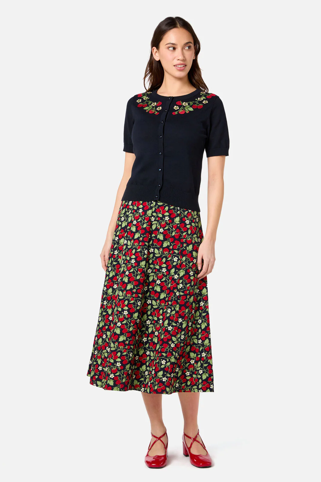 Raspberry Embroidered Cardigan - Image 2