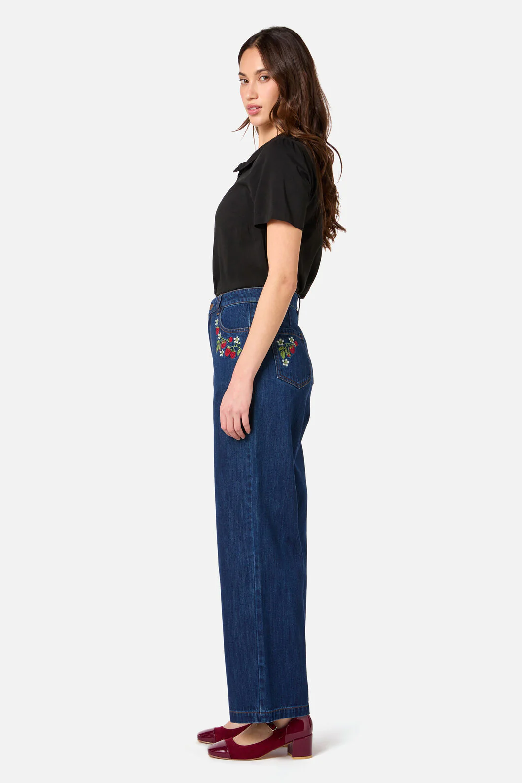 Raspberry Embroidered Jean - Image 4