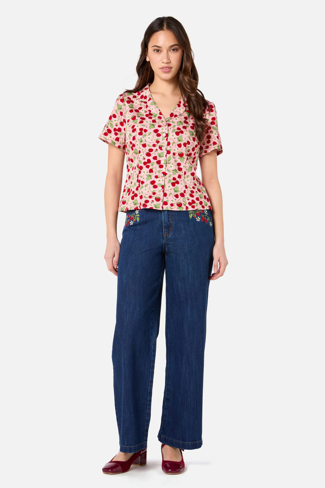 Raspberry Short Sleeve Blouse - Image 3