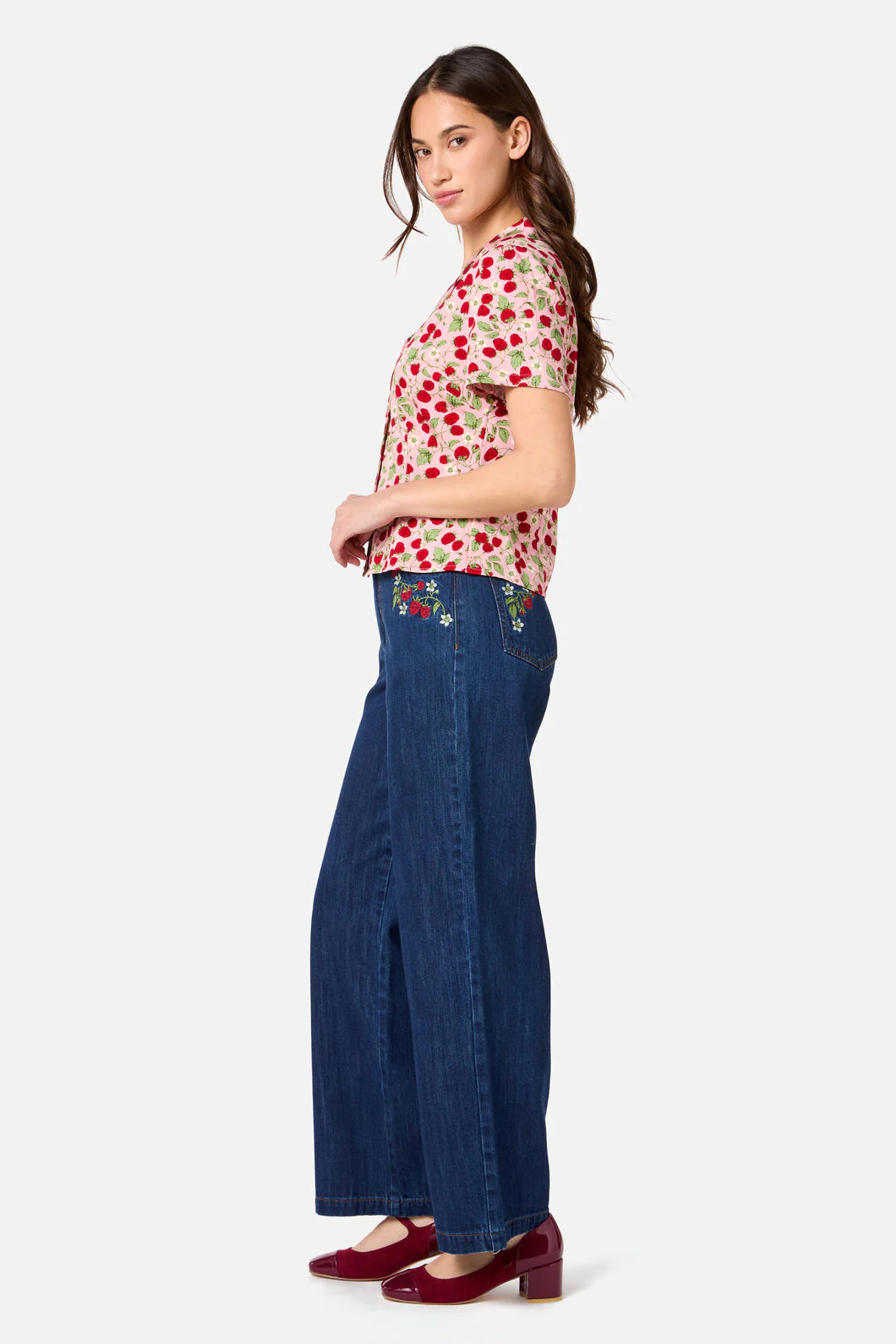 Raspberry Short Sleeve Blouse - Image 4