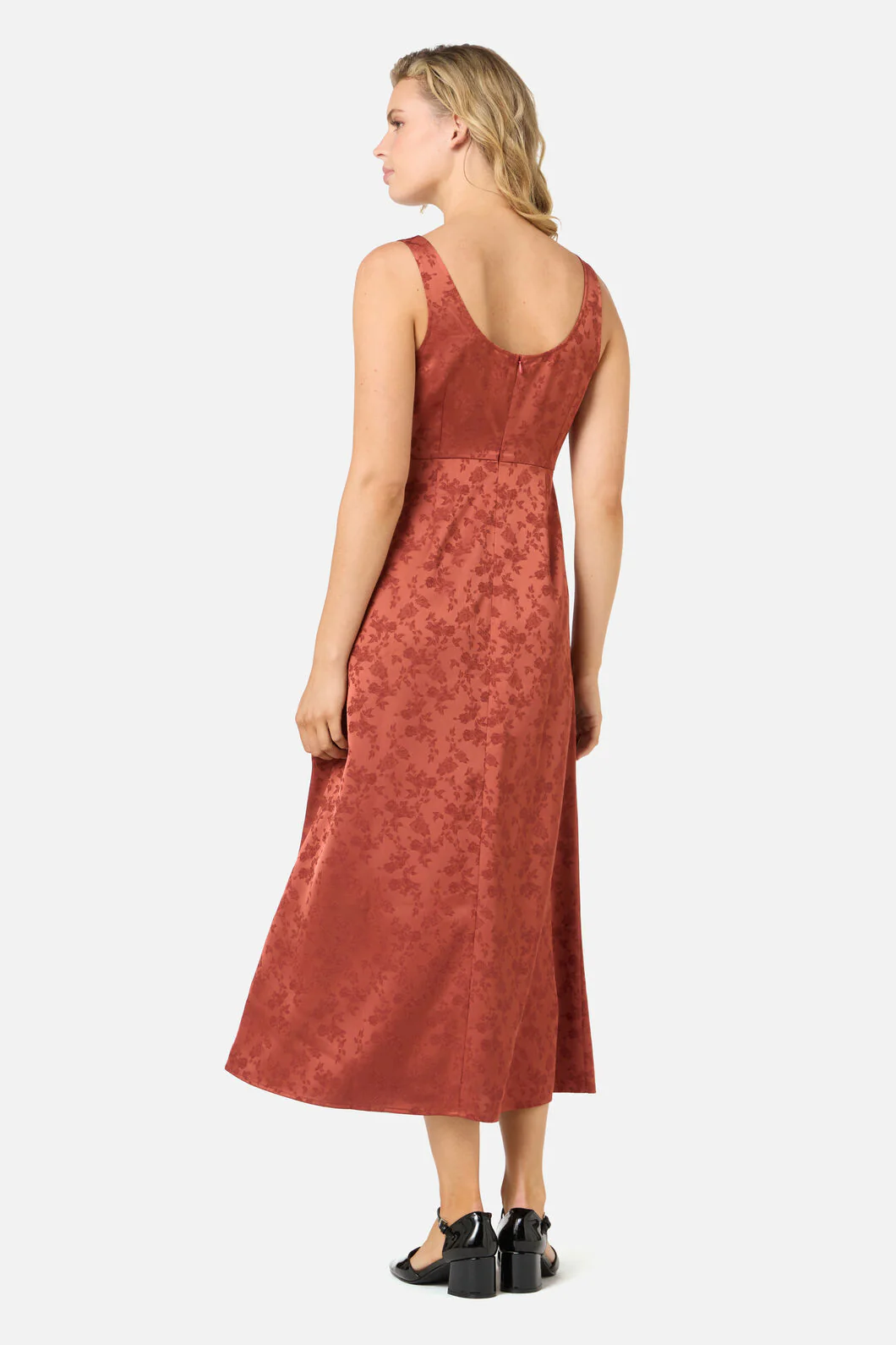 Roma Satin Embossed Midi Dress - Image 6