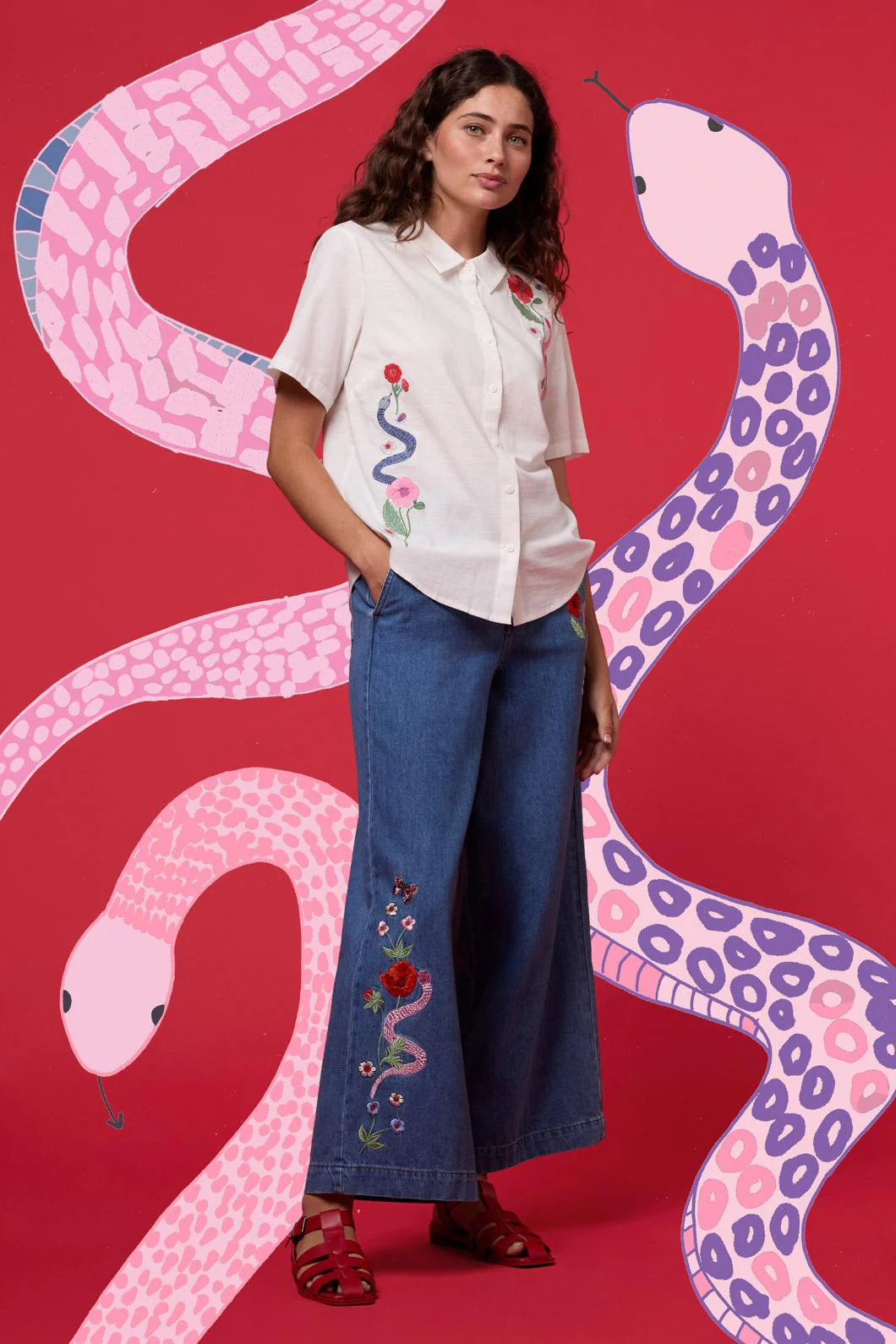 Snake Embroidered Jean - Image 2