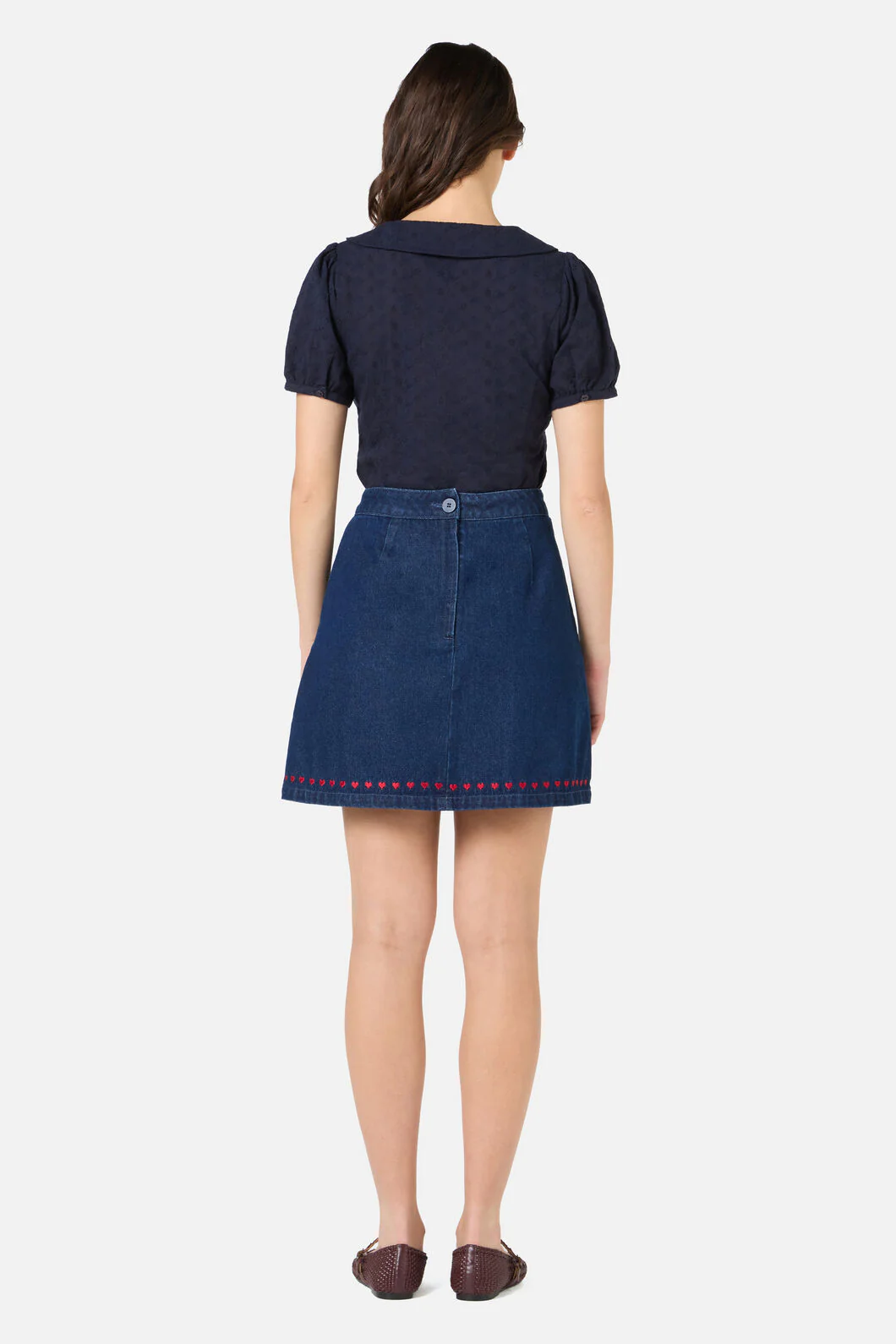 Sweet Heart Emb Denim Skirt - Image 4