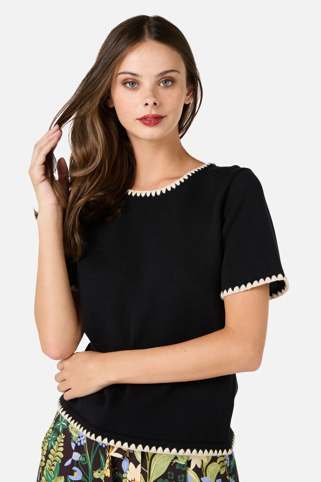 Tess Blanket Stitch Knit Top