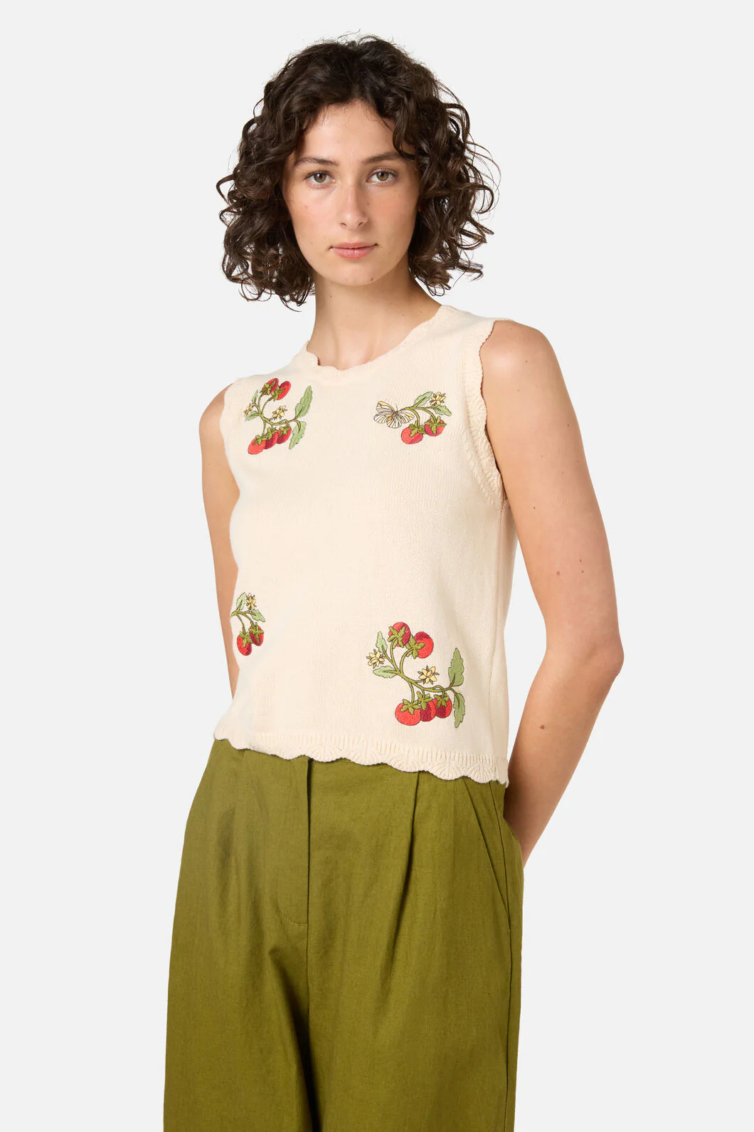 Tomatoes Embroidered Knit Tank