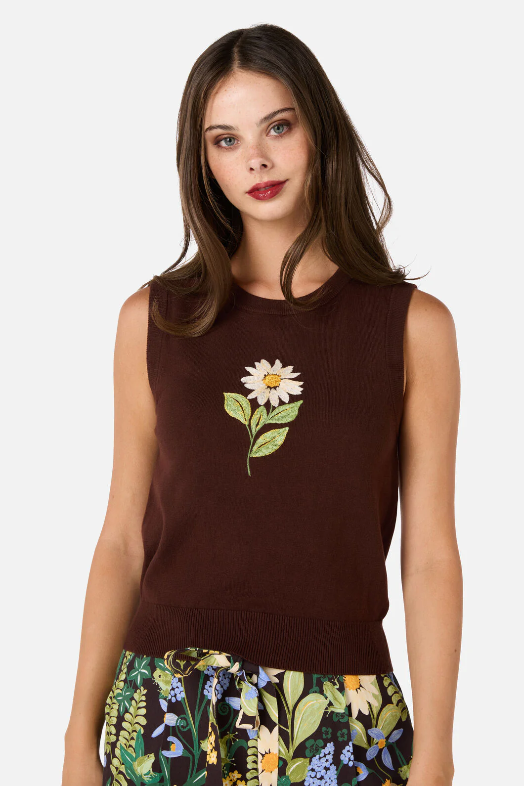 Daisy Embroidered Knit Vest